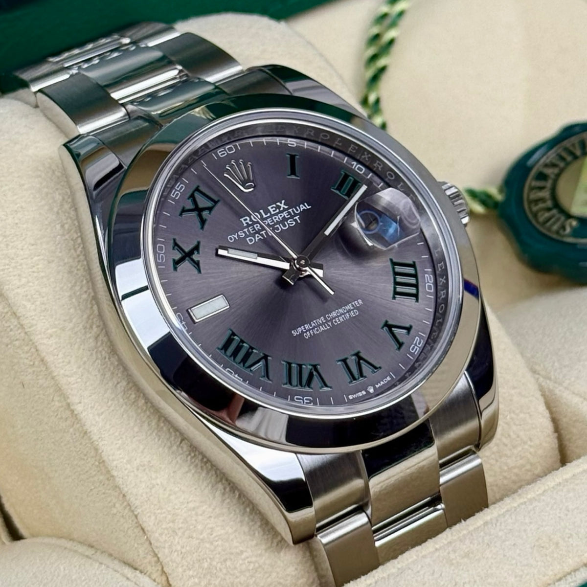 ROLEX DATEJUST 41 126300 OYSTER WIMBLEDON 12/2022 FULLSET TOP ZUSTAND