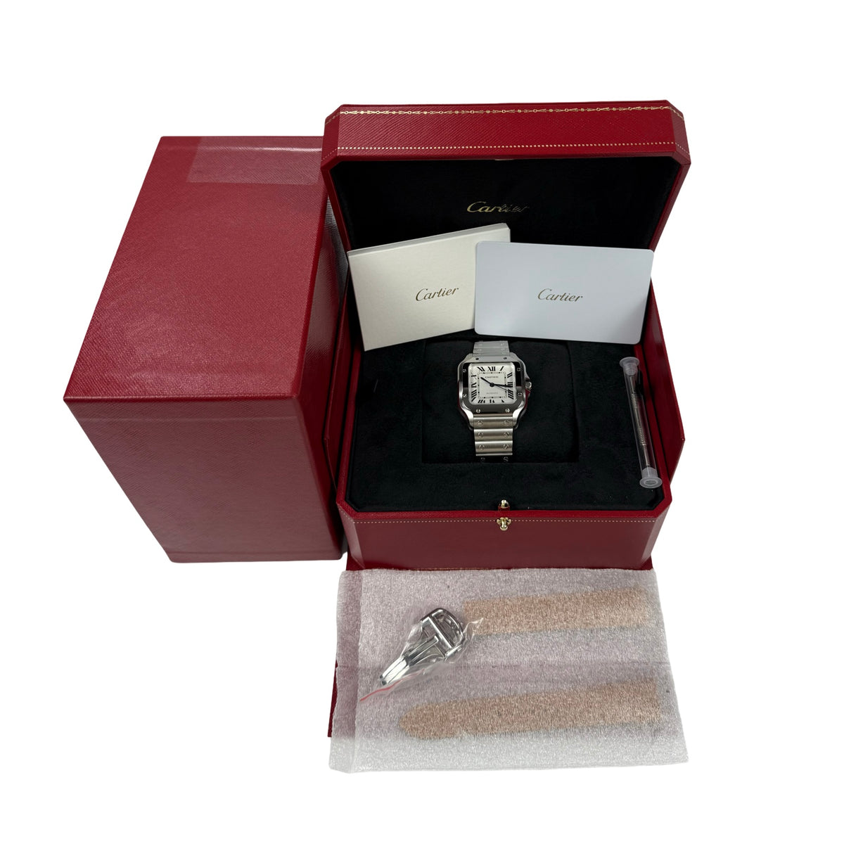 CARTIER SANTOS DE CARTIER WSSA0029 MEDIUM WEISS 03/2026 LC100 NEU FULLSET