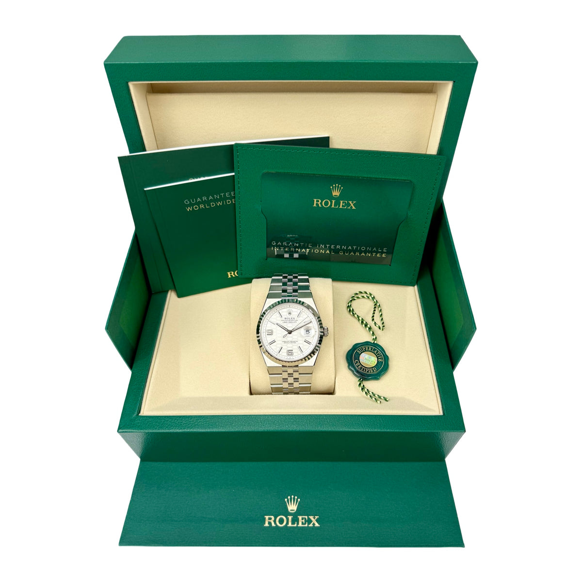 Rolex Land-Dweller 40 Ref. 127334 Weiß – Neu, Fullset 03/2026 | Finer Things
