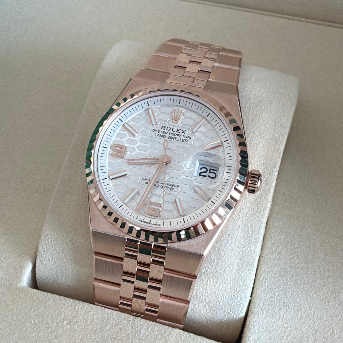 ROLEX LAND-DWELLER 36 ROSÉGOLD 127235 12/2025 LC100 NEU FULLSET