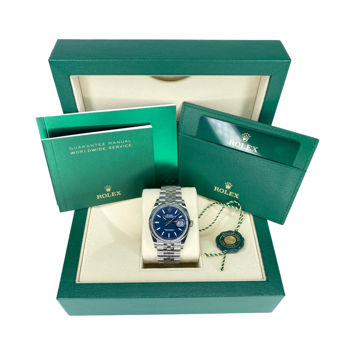 ROLEX DATEJUST 36 BLAU MOTIF JUBILEE 126200 2024 FULLSET