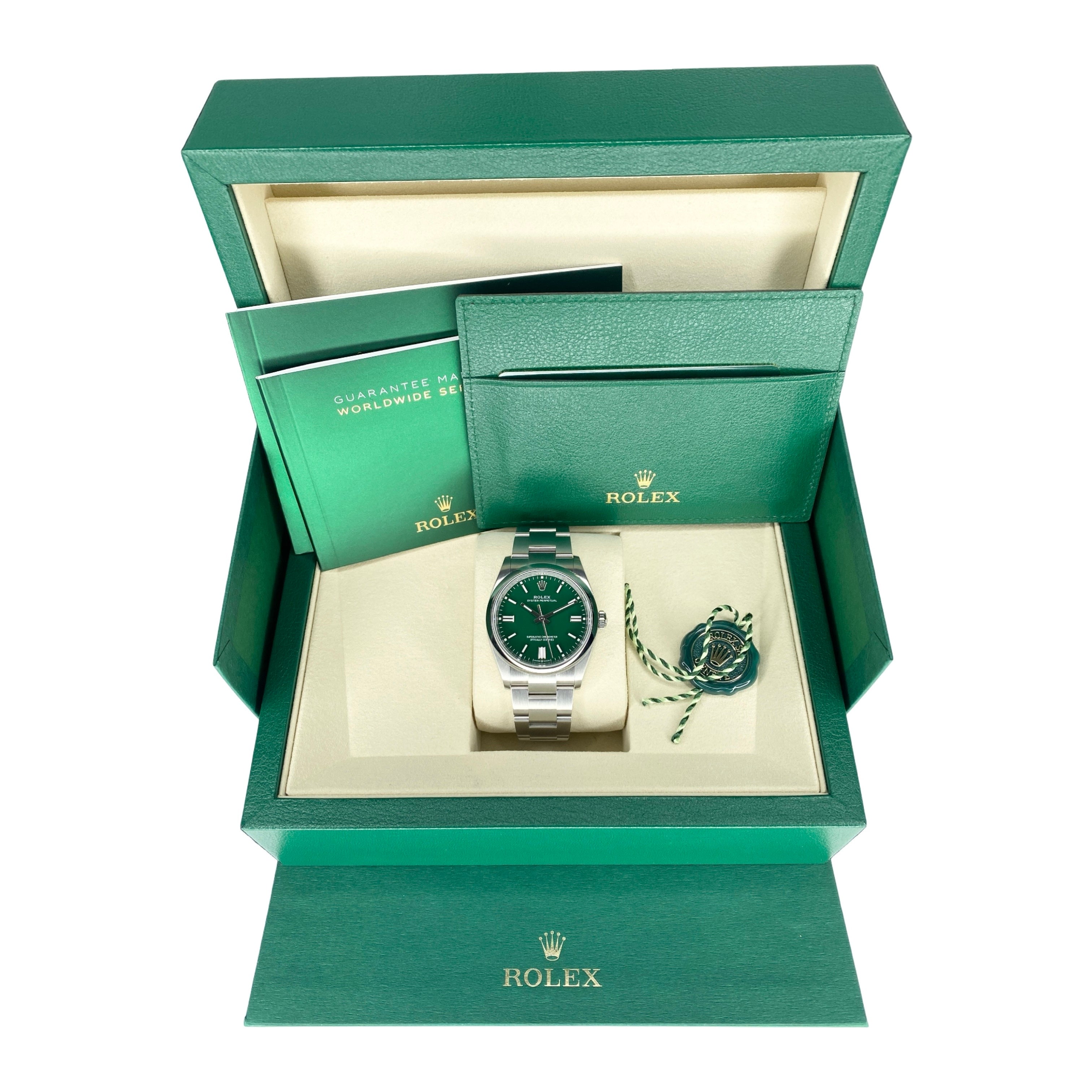 ROLEX OYSTER PERPETUAL 36 126000 01/2025 GRÜN NEU LC100 FULLSET