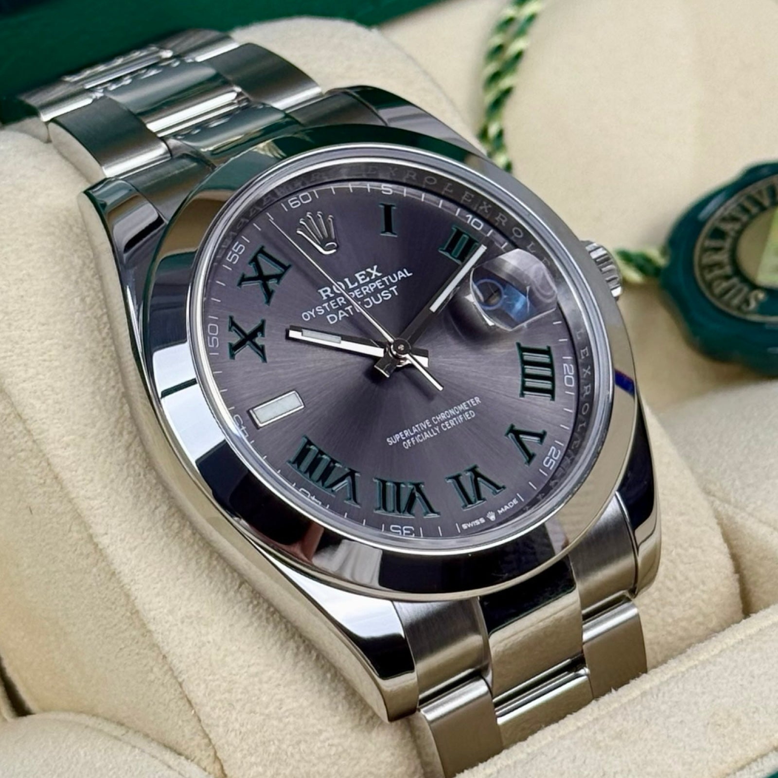 ROLEX DATEJUST 41 126300 OYSTER WIMBLEDON 12/2022 FULLSET TOP ZUSTAND