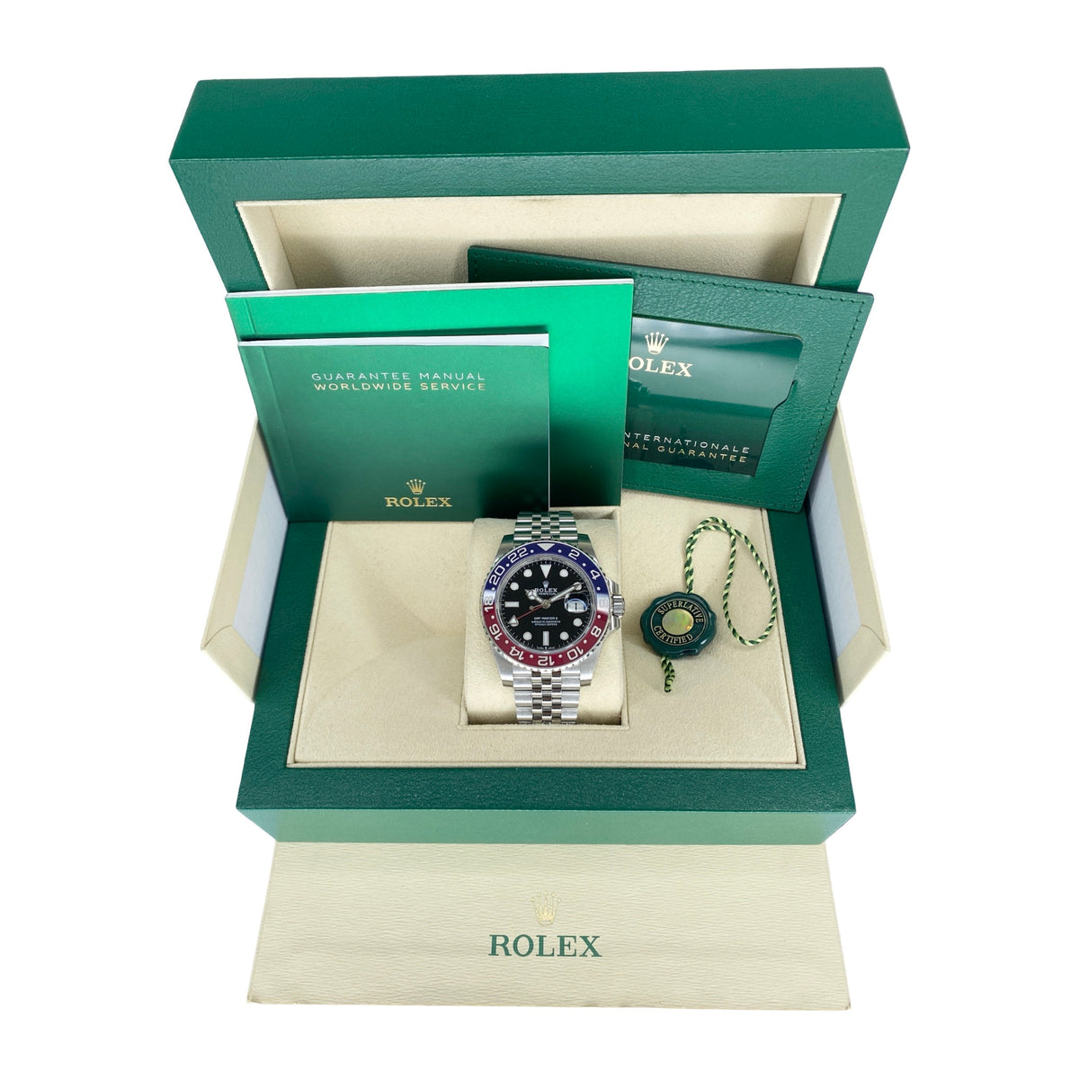 ROLEX GMT-MASTER II PEPSI 126710BLRO JUBILEE 02/2023 WIE NEU FULLSET