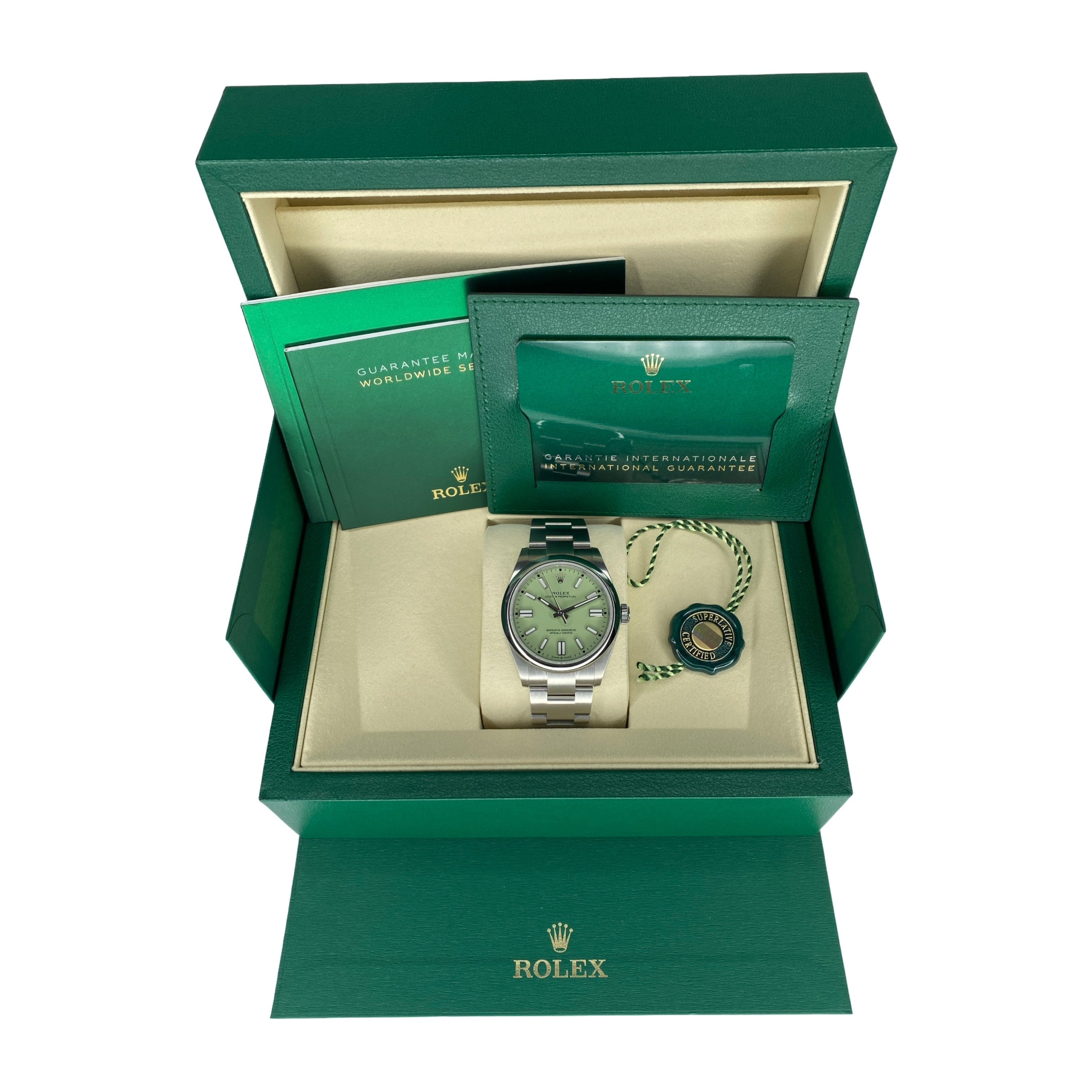 ROLEX OYSTER PERPETUAL 41 134300 PISTACHIO 05/2026 NEU FULLSET