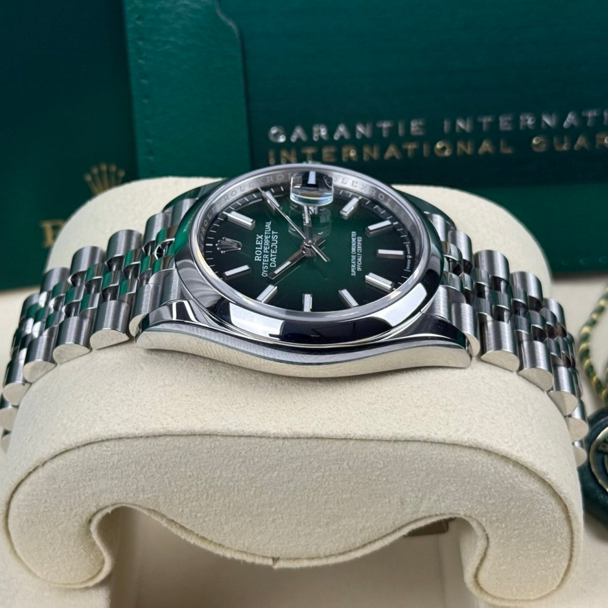 Rolex Datejust 36 126200 Grün Ombré Jubilee – Neu, Fullset 10/2026