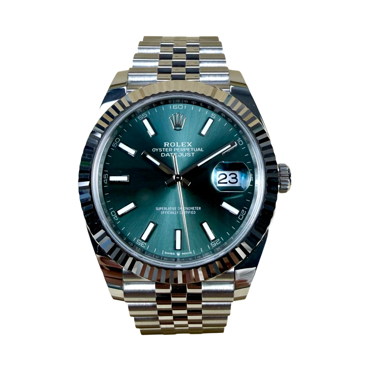 ROLEX DATEJUST 41 126334 MINT GRÜN JUBILEE 05/2025 FULLSET