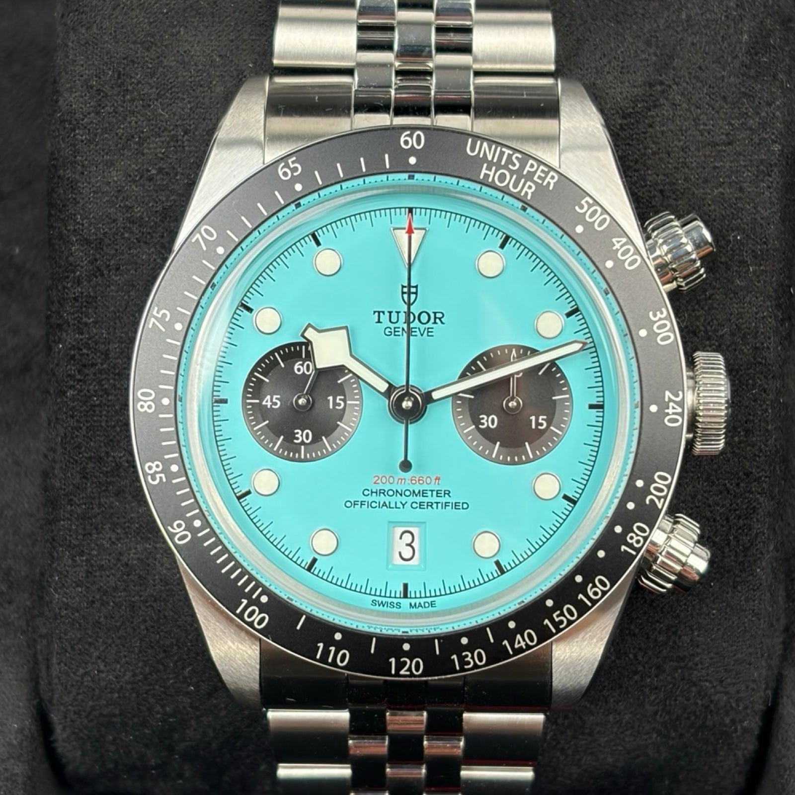Tudor Black Bay Chrono Flamingo Blue M79360N-0024 – LC100 Neu, Fullset 08/2026