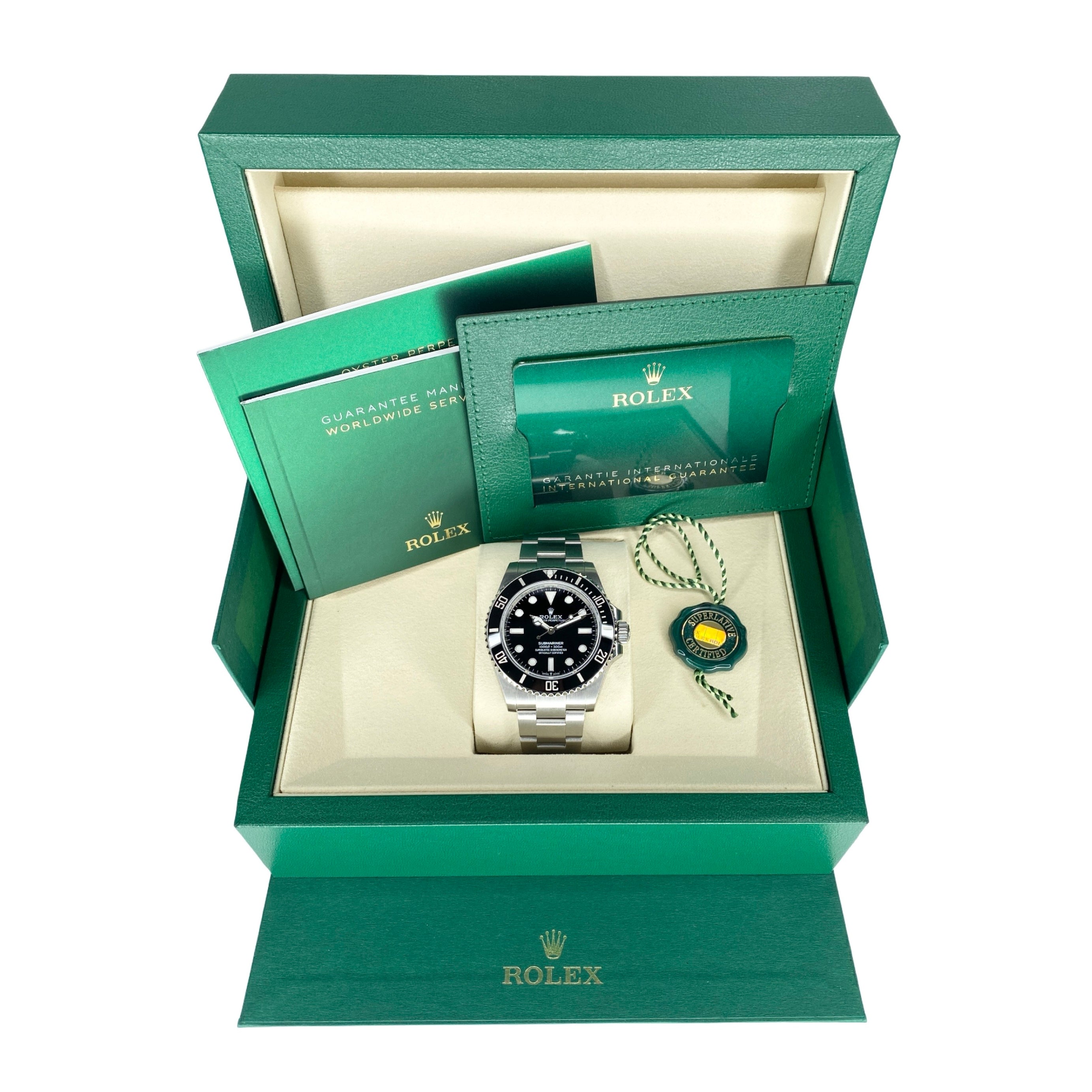ROLEX SUBMARINER NO DATE 124060 09/2025 NEU VERKLEBT FULLSET