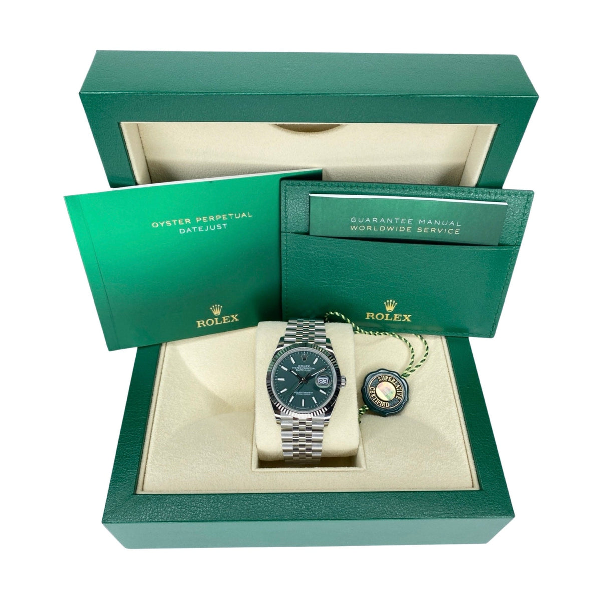 ROLEX DATEJUST 36 126234 2024 GRÜN MINT FULLSET