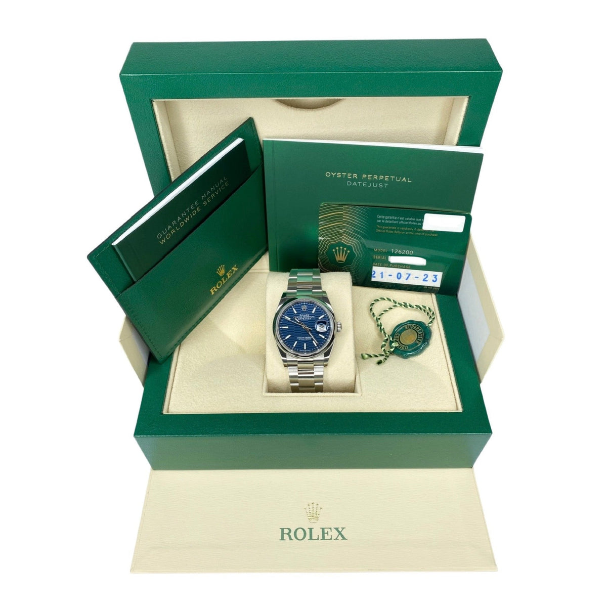 ROLEX DATEJUST 36 BLAU MOTIF 126200 2023 FULLSET
